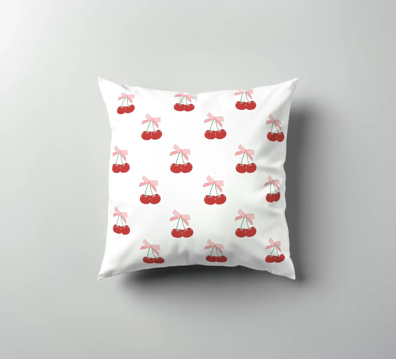 Red Cherry Bow Print Coquette Kissen von pdigitalprints