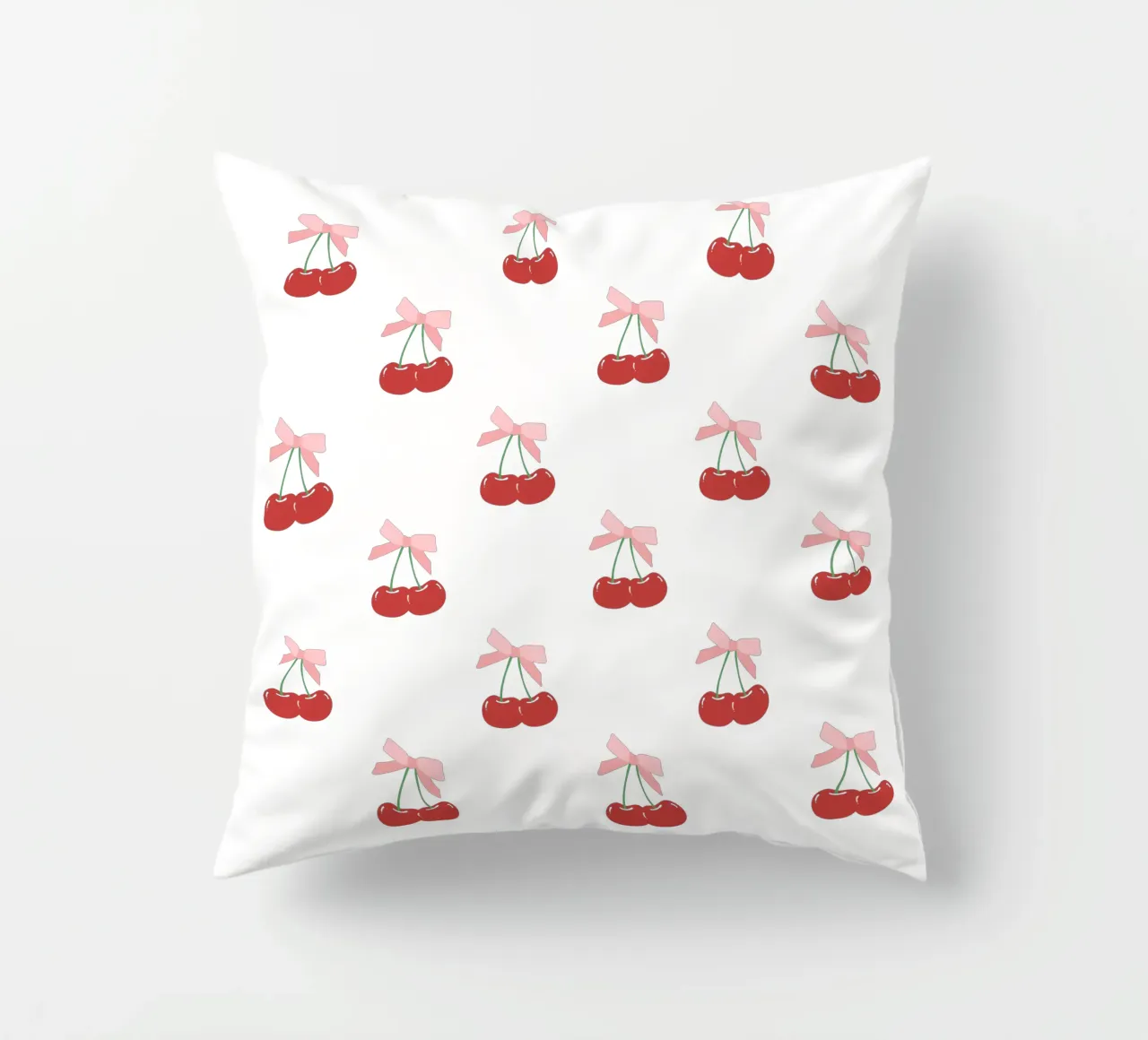 Red Cherry Bow Print Coquette Kissen von pdigitalprints