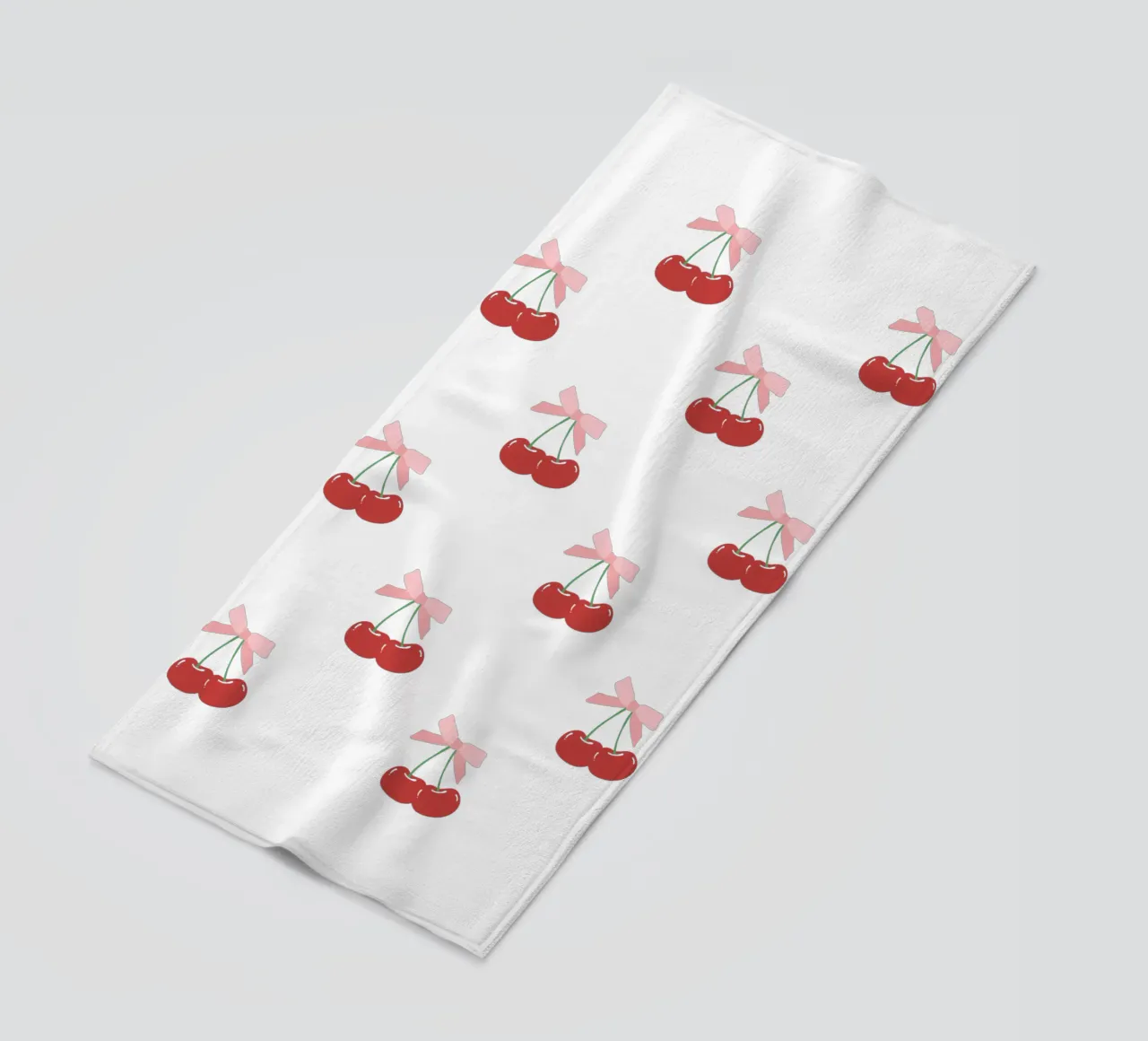 Red Cherry Bow Print Coquette telo mare da pdigitalprints