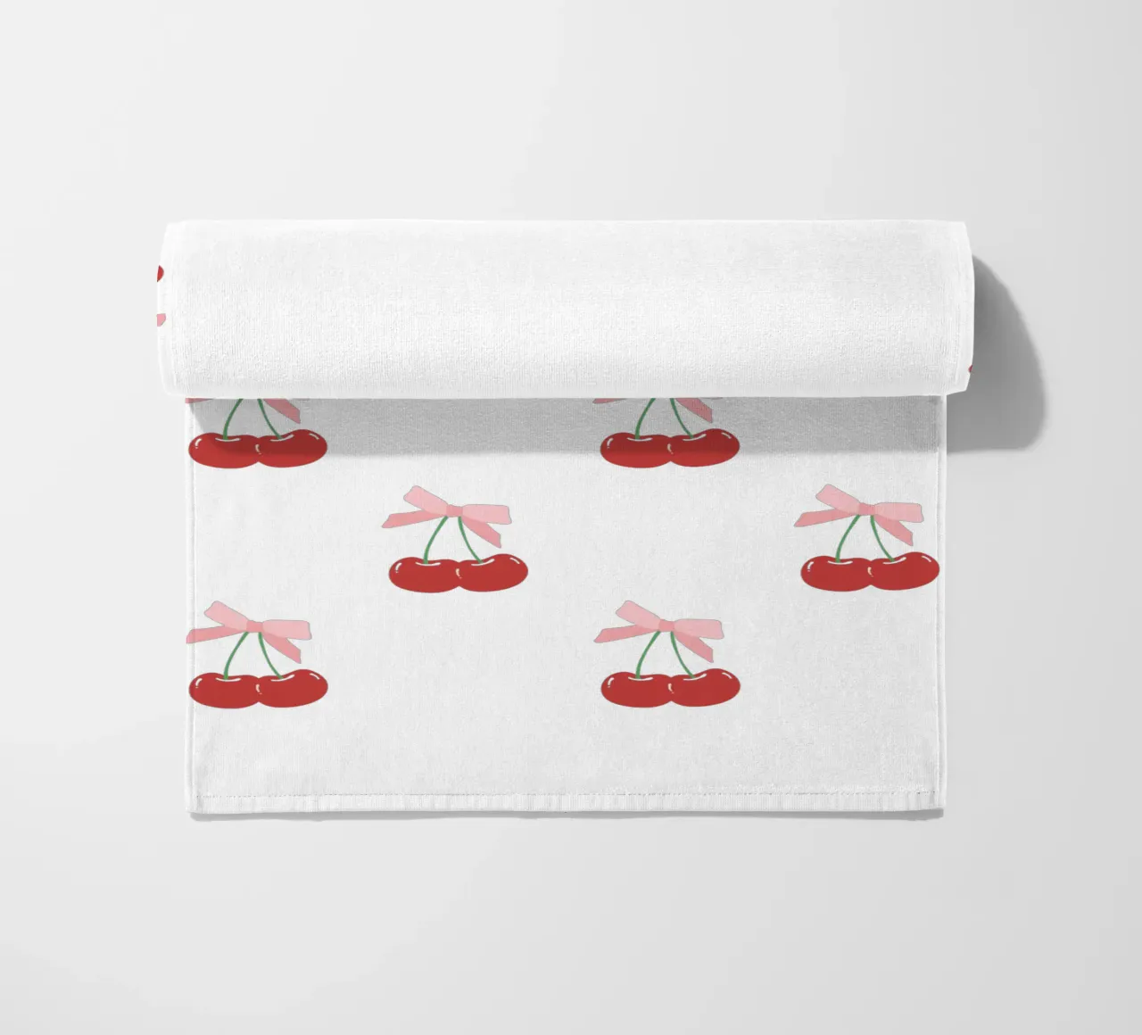 Red Cherry Bow Print Coquette telo mare da pdigitalprints