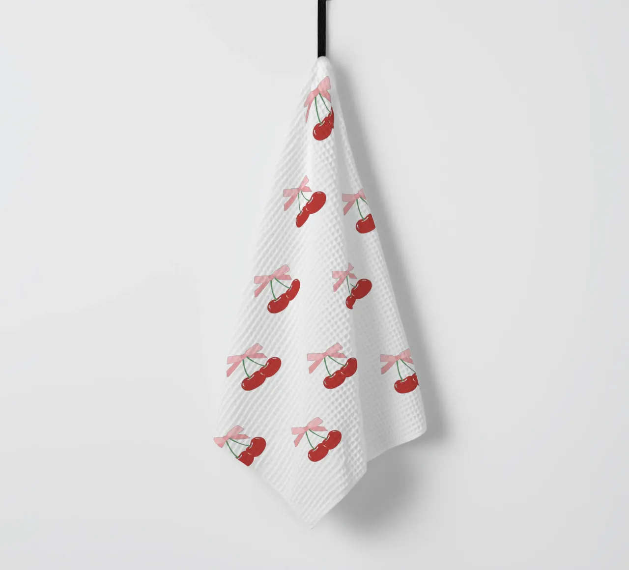 Red Cherry Bow Print Coquette torchon de pdigitalprints