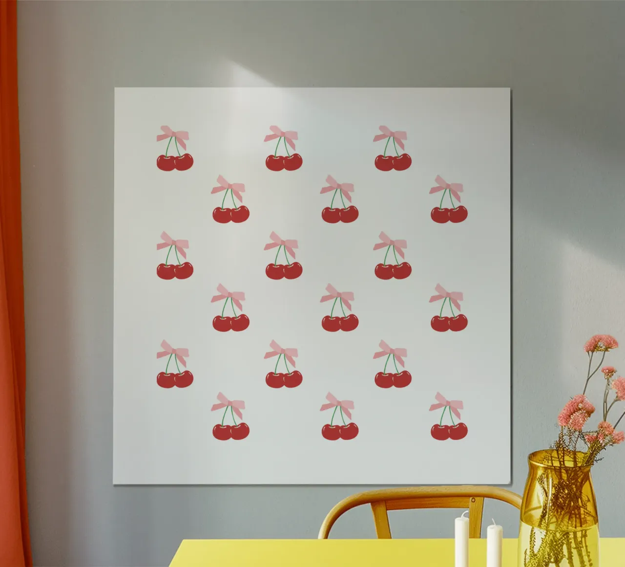 Red Cherry Bow Print Coquette Poster von pdigitalprints