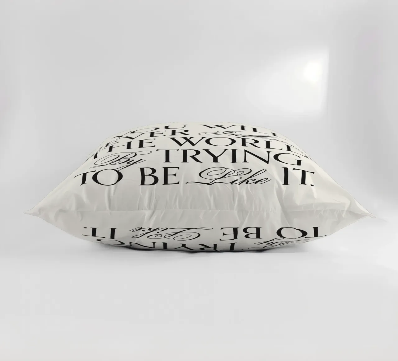 You will never influence the world by trying to quote decorative cushion by Paigaam Studio