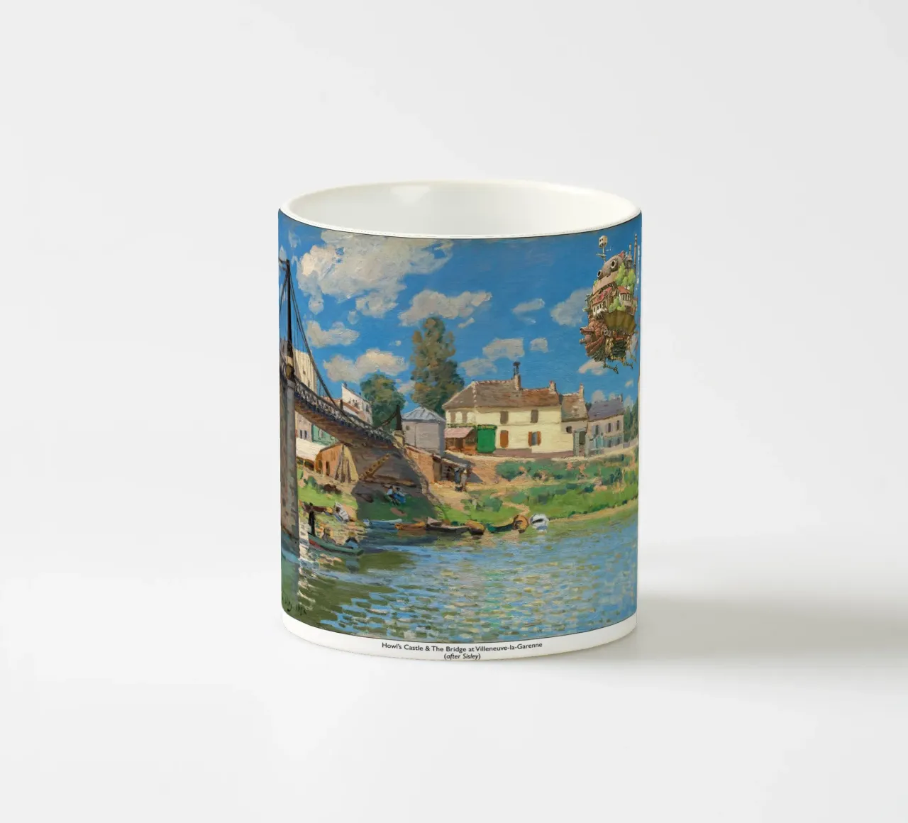 Il castello mobile di Howl in una scena impressionista tazza in ceramica da Mashtup
