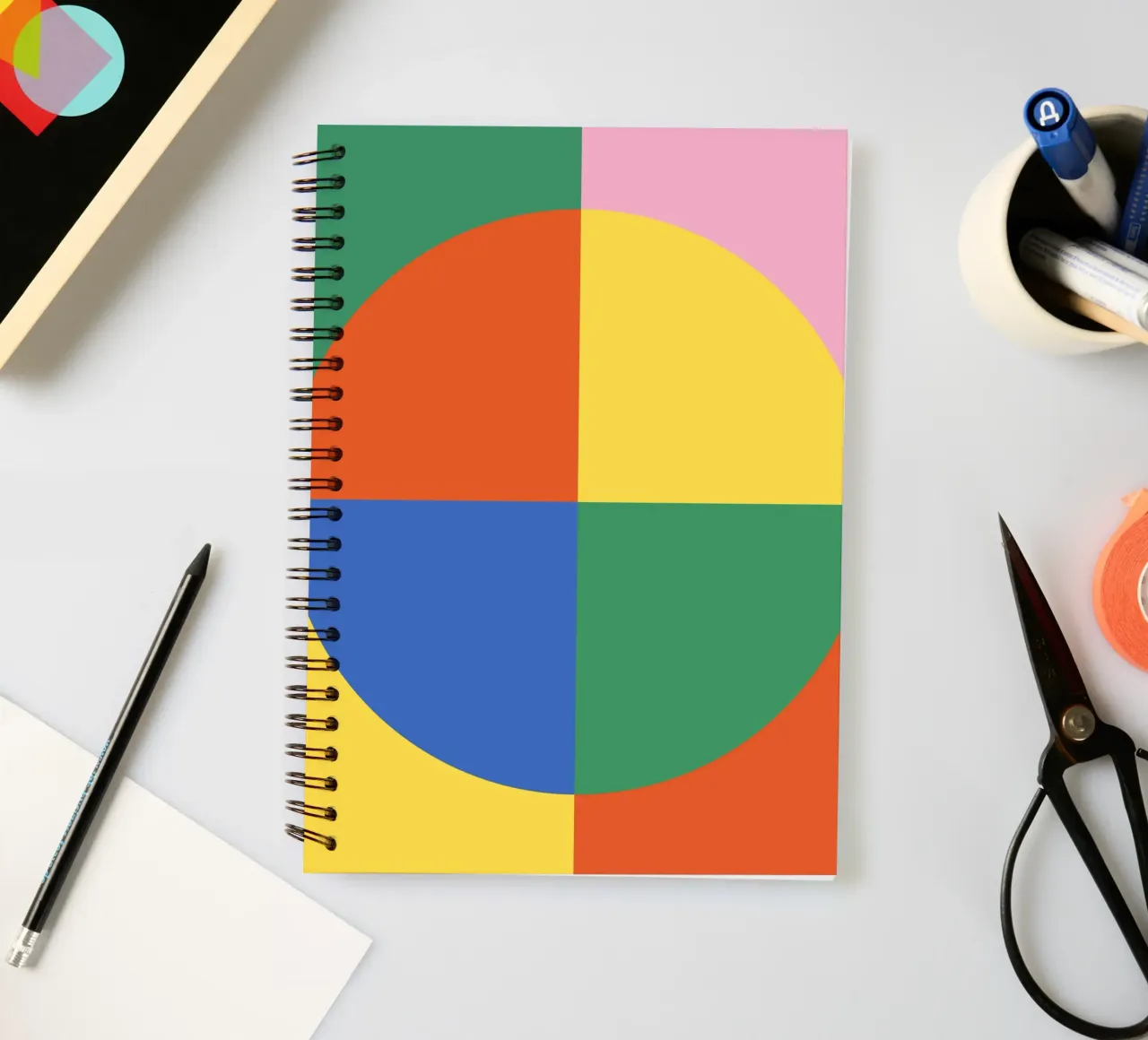 Bauhaus Abstract Tiles Pattern spiral notebook by Paigaam Studio