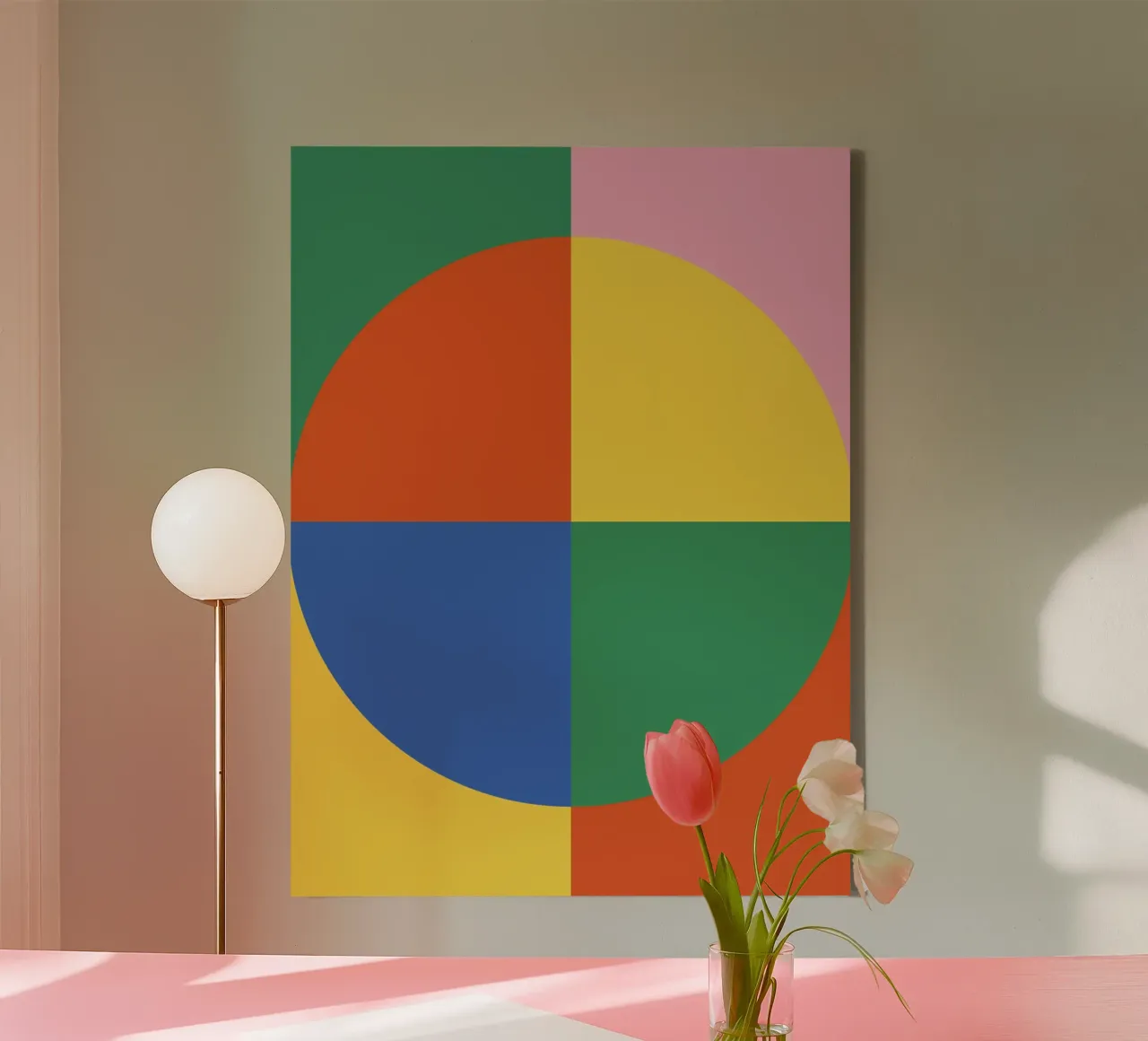 Bauhaus Abstract Tiles Pattern canvas by Paigaam Studio