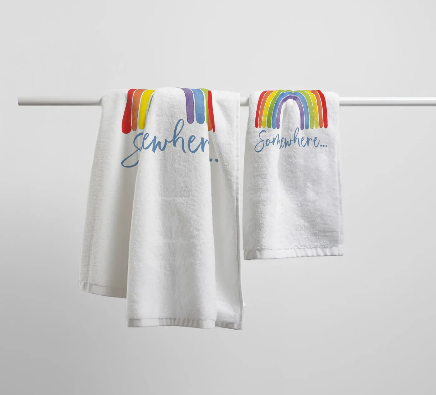 Regenbogen, Somewhere... towel by Stefanie Guckau
