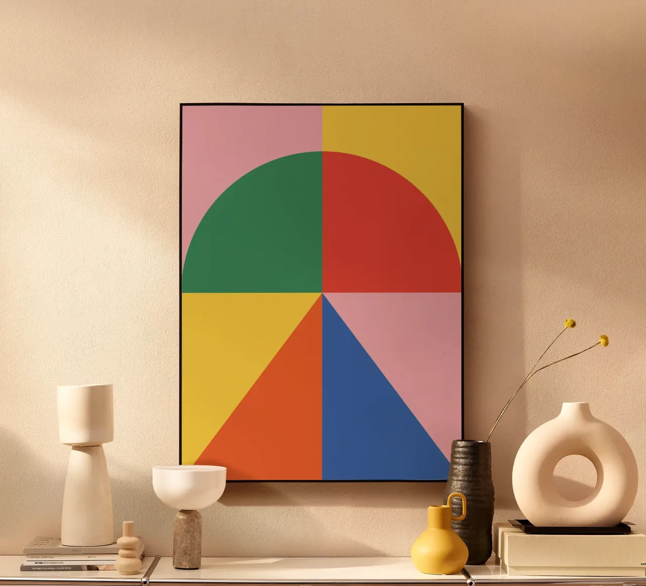 Bauhaus Abstract Triangle Pattern alu-dibond by Paigaam Studio