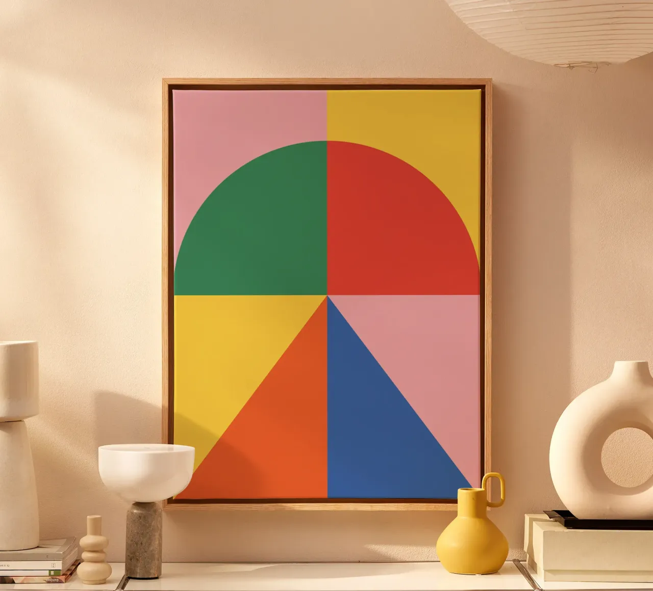 Bauhaus Abstract Triangle Pattern canvas by Paigaam Studio