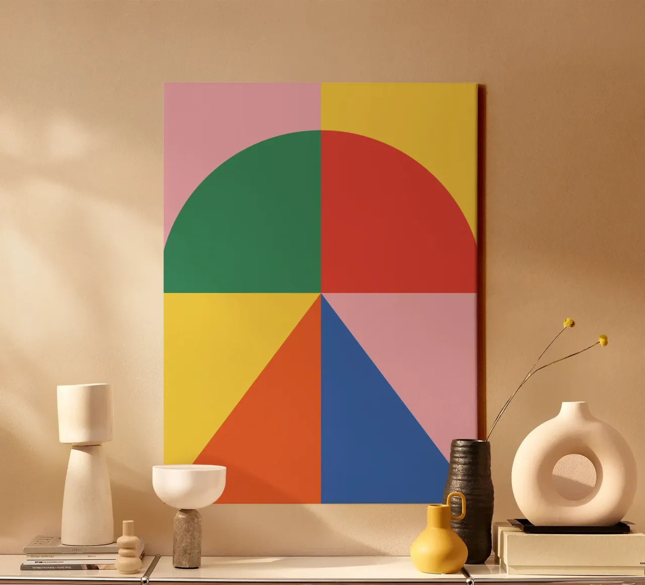 Bauhaus Abstract Triangle Pattern canvas by Paigaam Studio