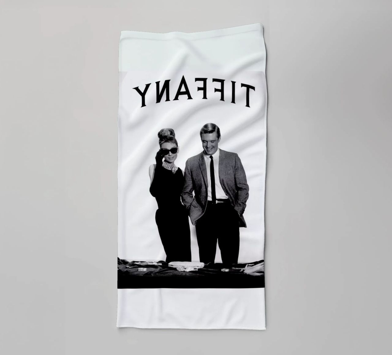 Audrey Hepburn, George Peppard in Breakfast at Tiffany's towel by Gallery Print and Art Limited