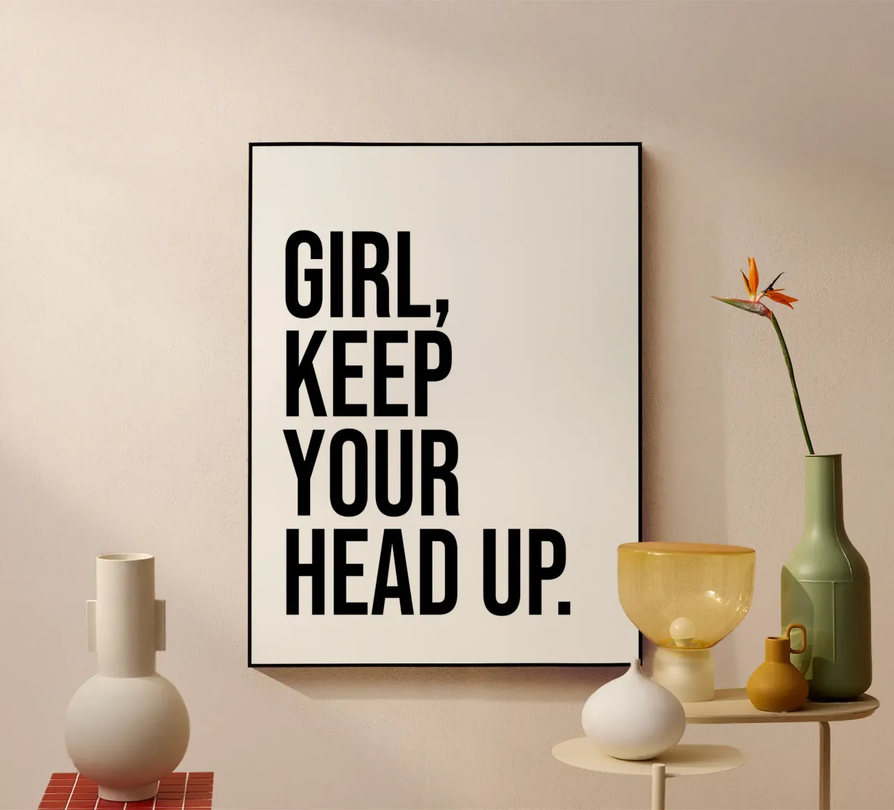 Girl, keep your head up quote acrylic glass by Paigaam Studio