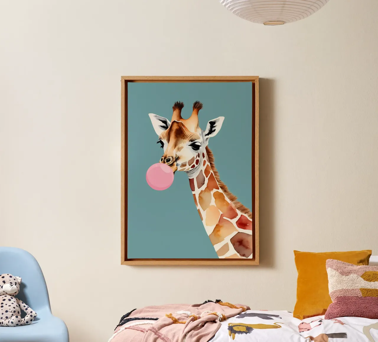 Giraffa sfacciata Pop tela con Cornice a cassetta da Doodle Dreams Art
