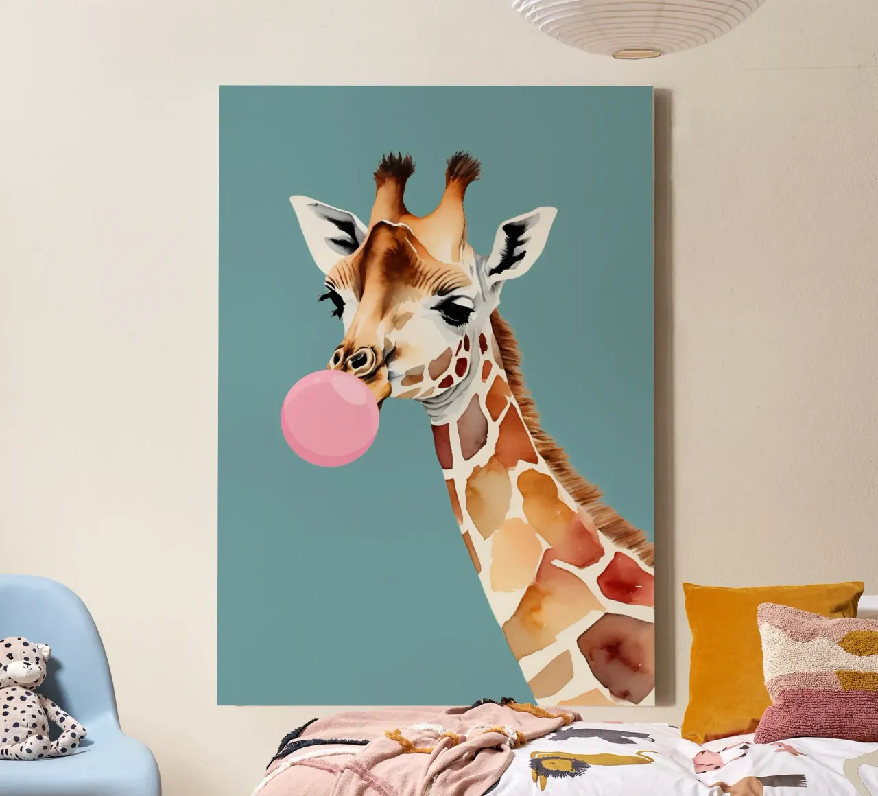 Giraffa sfacciata Pop tela con Cornice a cassetta da Doodle Dreams Art