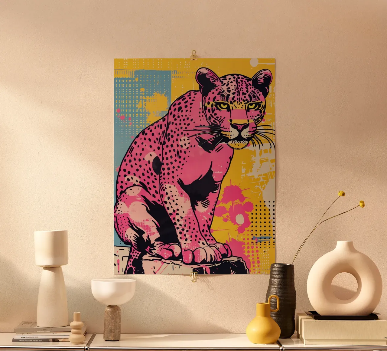 Pink Panther Pop Art | Warhol incontra la natura selvaggia poster con telaio in plastica da Autofocus
