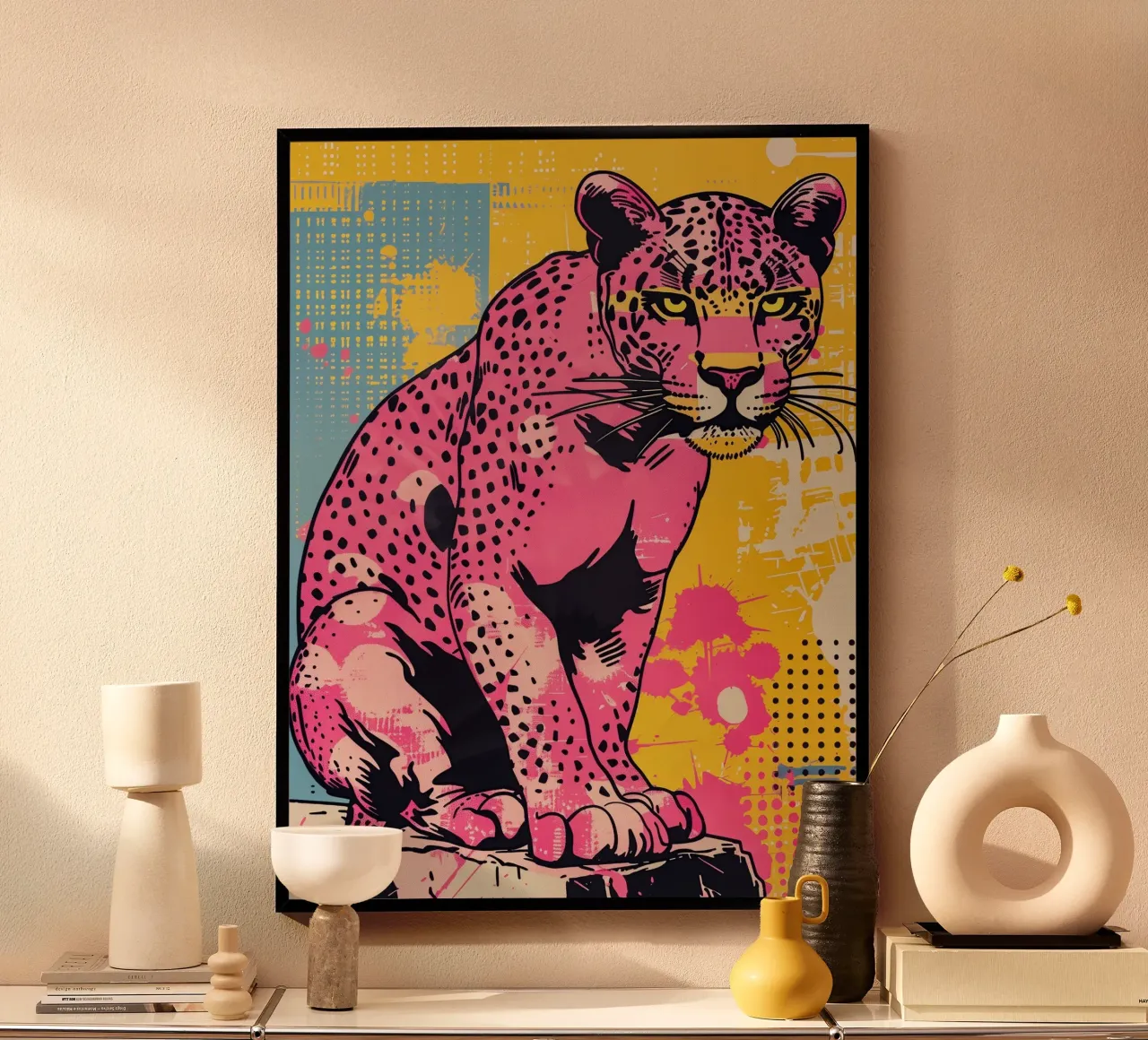 Pink Panther Pop Art | Warhol incontra la natura selvaggia poster con telaio in plastica da Autofocus