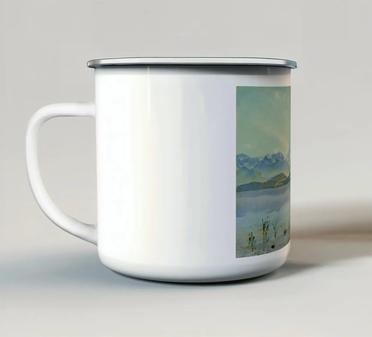 Ferdinand Hodler - Lago di Thun con Blüemlisalp e Niesen tazza in smalto da William Store