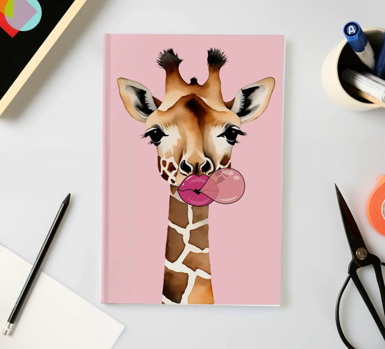 Playful Bubble Pop Giraffe notebook by Doodle Dreams Art