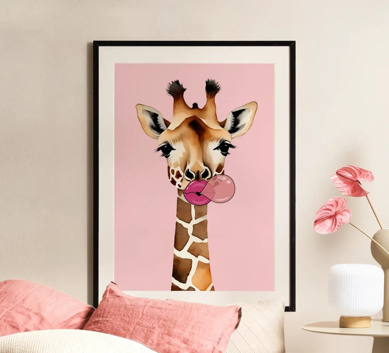 Speelse Bubble Pop Giraffe poster van Doodle Dreams Art