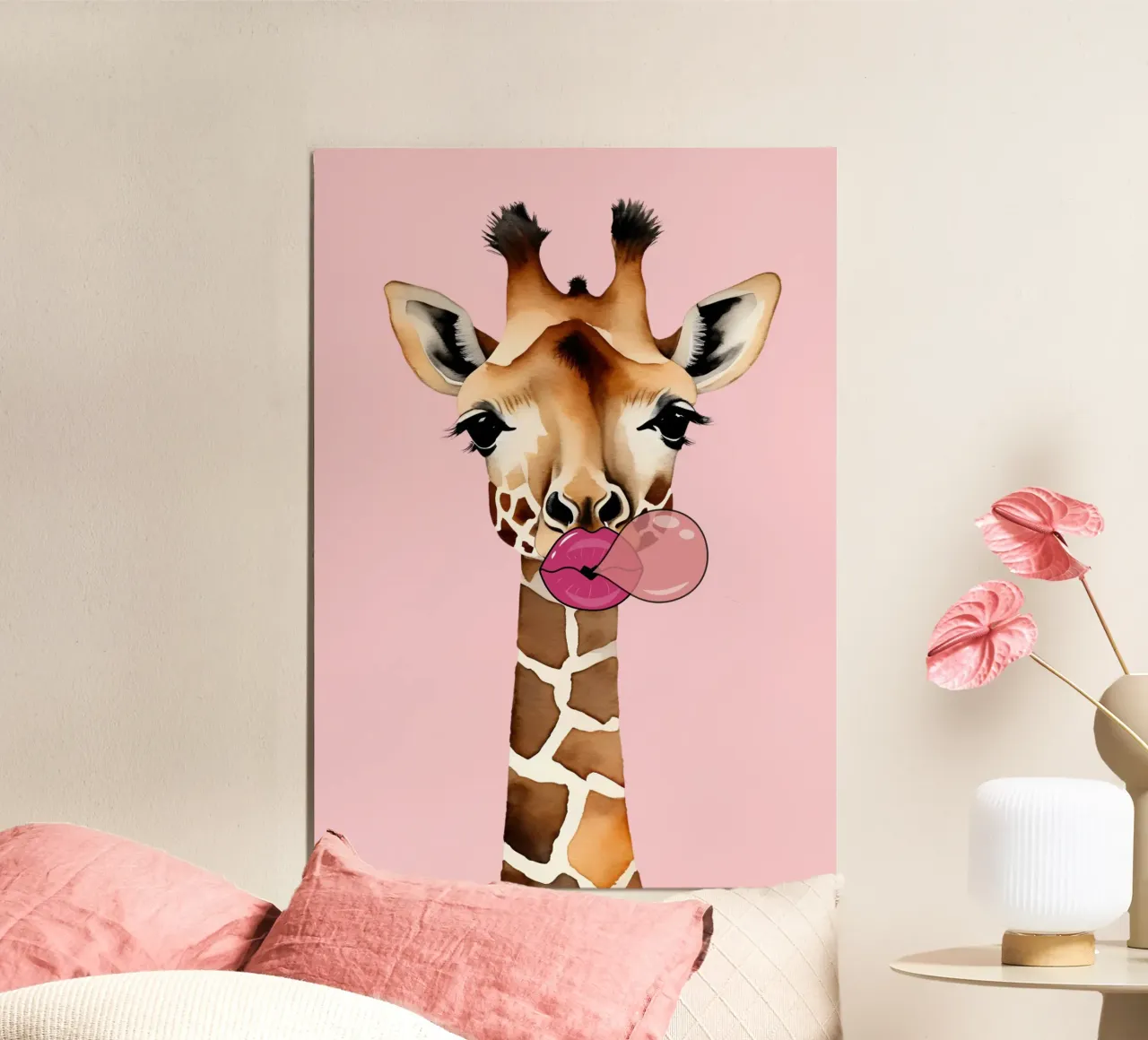 Speelse Bubble Pop Giraffe poster van Doodle Dreams Art