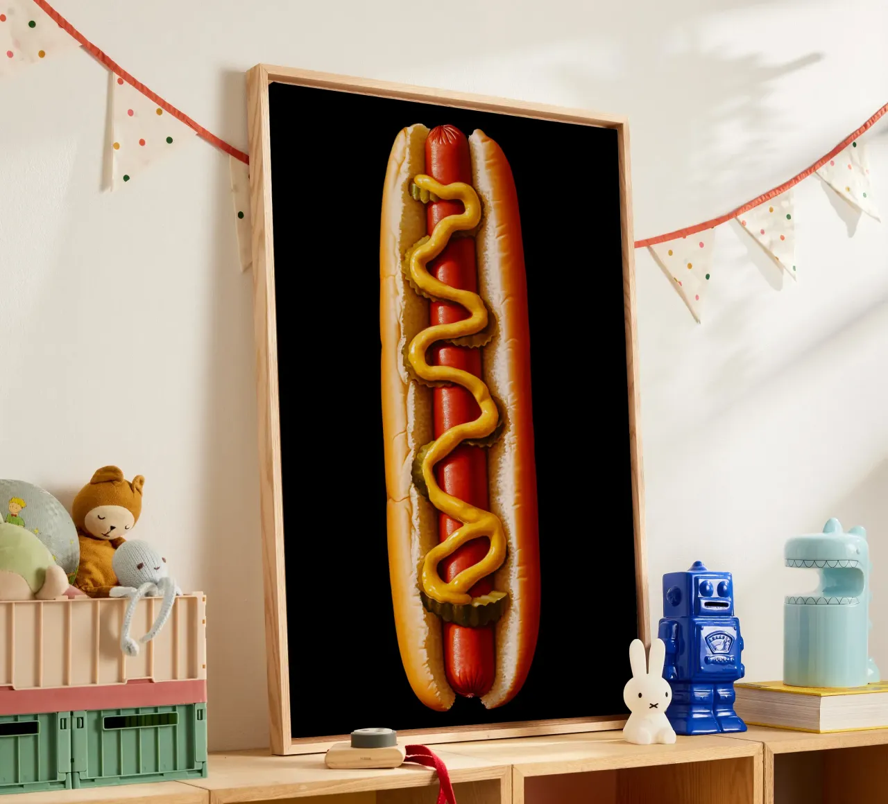 Hyperrealistic Hotdog | Food Portrait tela con Cornice a cassetta da Autofocus