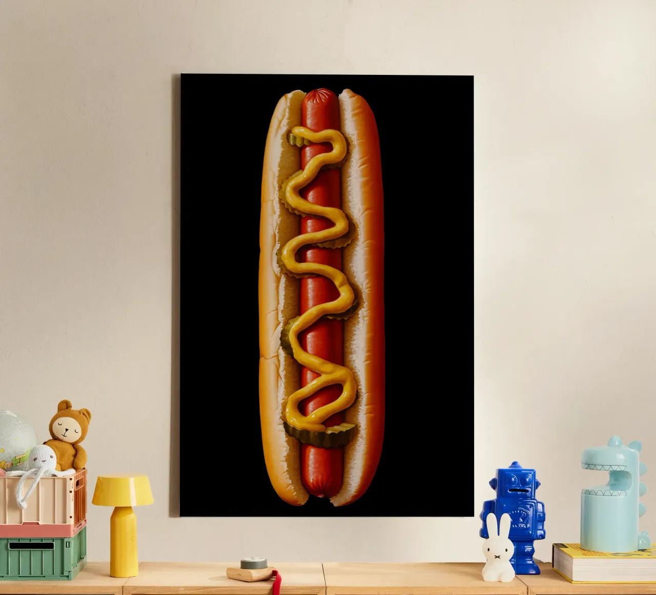 Hyperrealistic Hotdog | Food Portrait tela con Cornice a cassetta da Autofocus