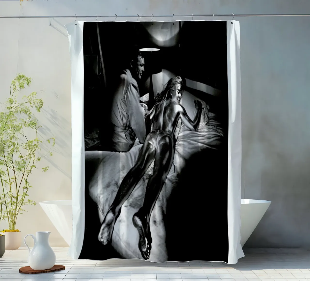 Sean Connery in Goldfinger, 1964 tenda da doccia da Gallery Print and Art Limited