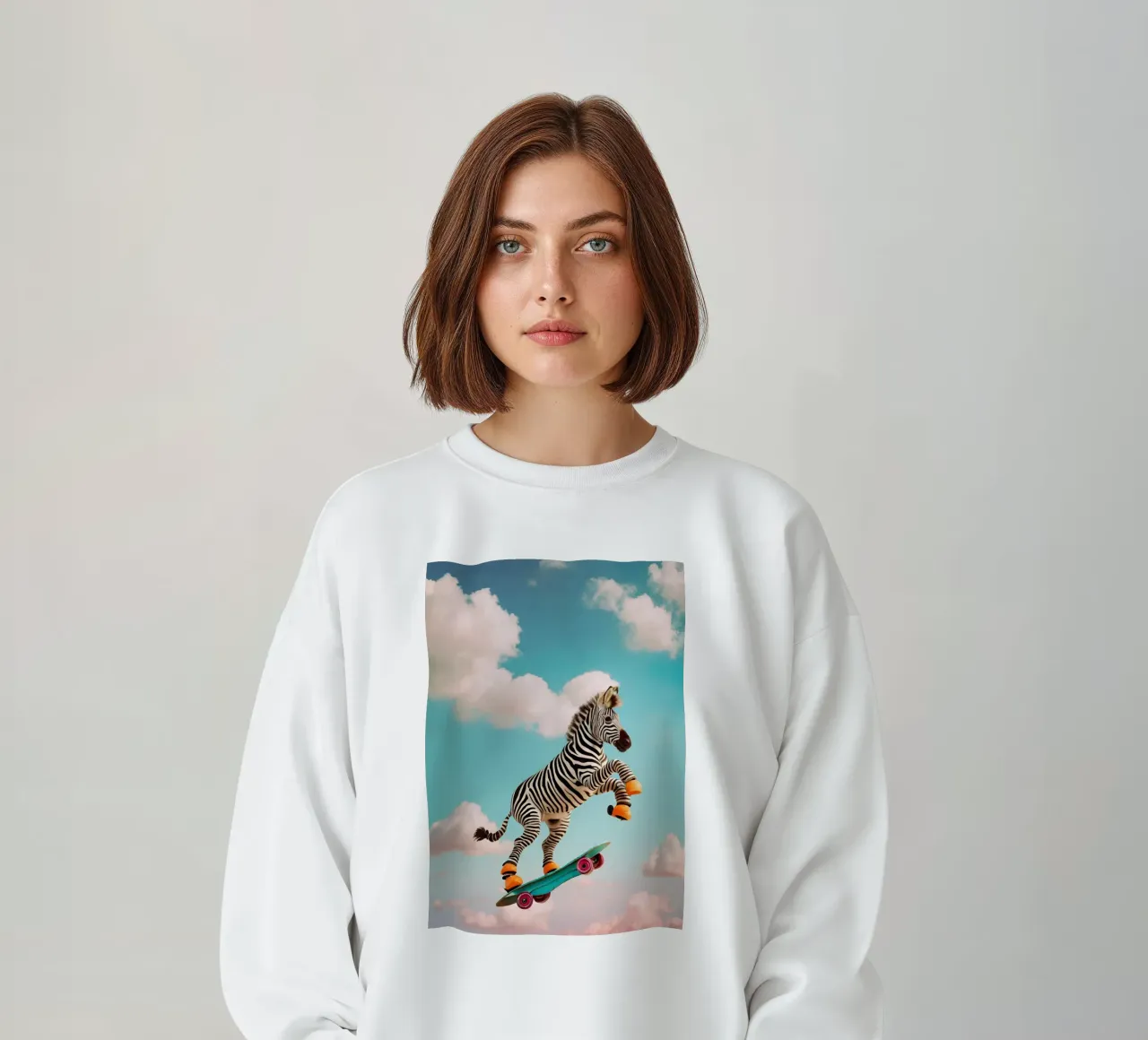 Sky-High Skateboarding Zebra felpa da Doodle Dreams Art