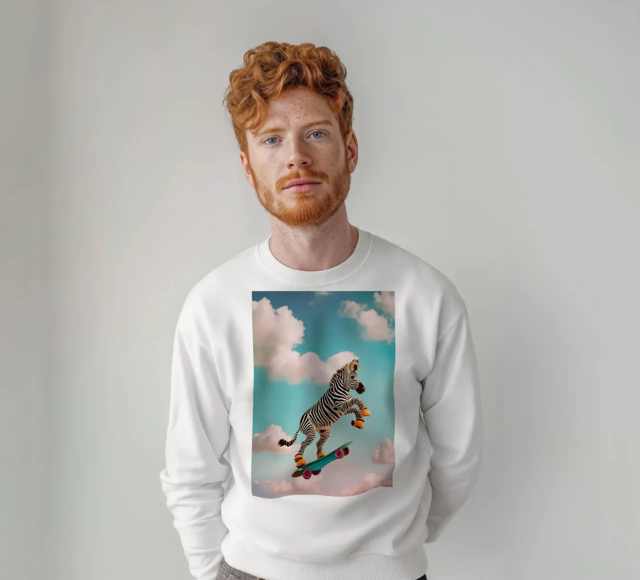 Sky-High Skateboarding Zebra felpa da Doodle Dreams Art