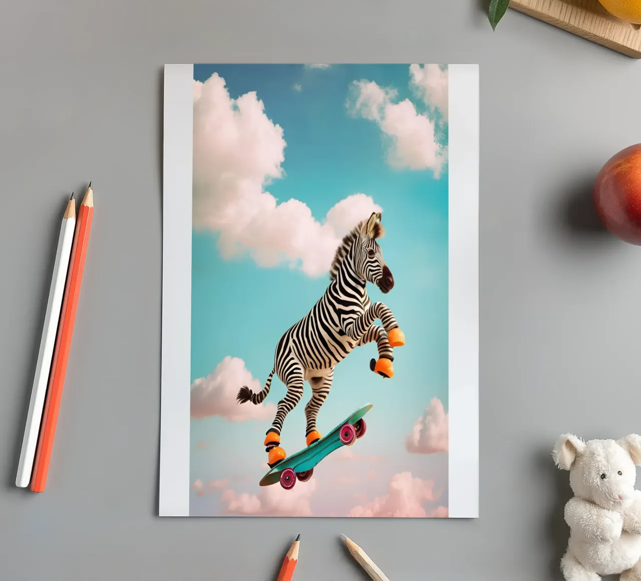 Sky-High Skateboarding Zebra Stickerbogen von Doodle Dreams Art