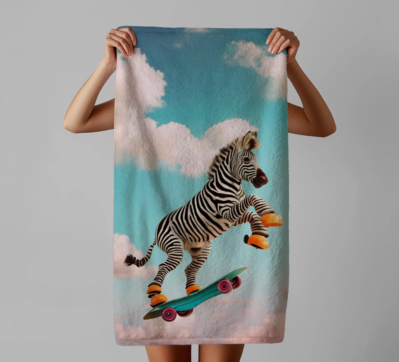 Sky-High Skateboarding Zebra asciugamano da bagno da Doodle Dreams Art