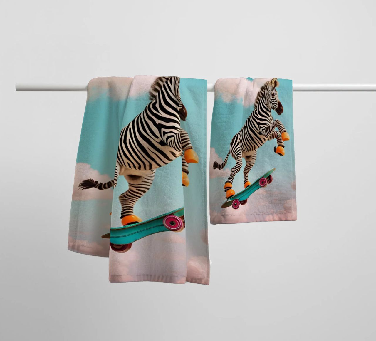 Sky-High Skateboarding Zebra asciugamano da bagno da Doodle Dreams Art