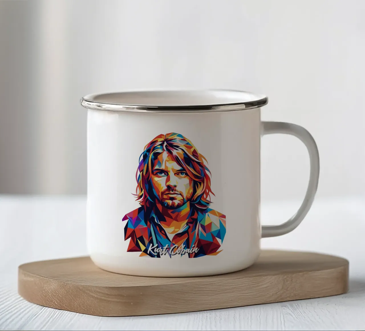 Kurt Cobain Ritratto Pop Art tazza in smalto da vectorartnesia