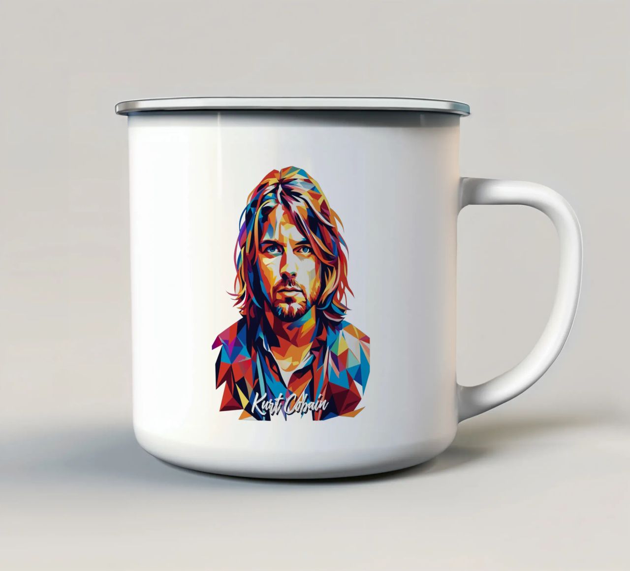 Kurt Cobain Ritratto Pop Art tazza in smalto da vectorartnesia