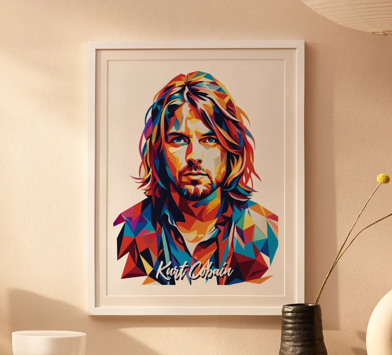 Kurt Cobain Ritratto Pop Art poster con telaio in alluminio da vectorartnesia