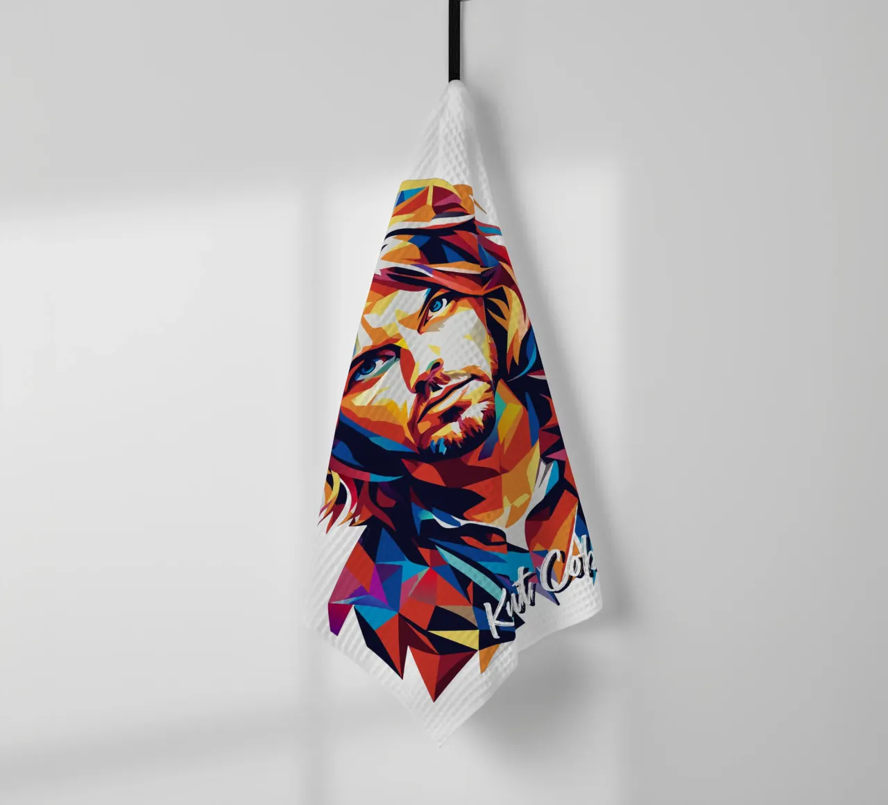 Kurt Cobain Portrait Pop Art tea towel by vectorartnesia