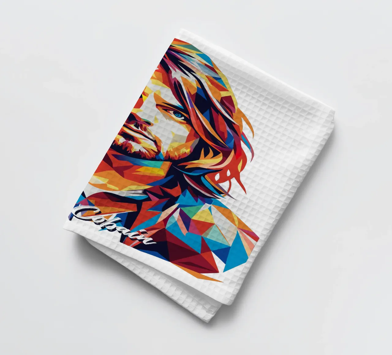 Kurt Cobain Portrait Pop Art tea towel by vectorartnesia