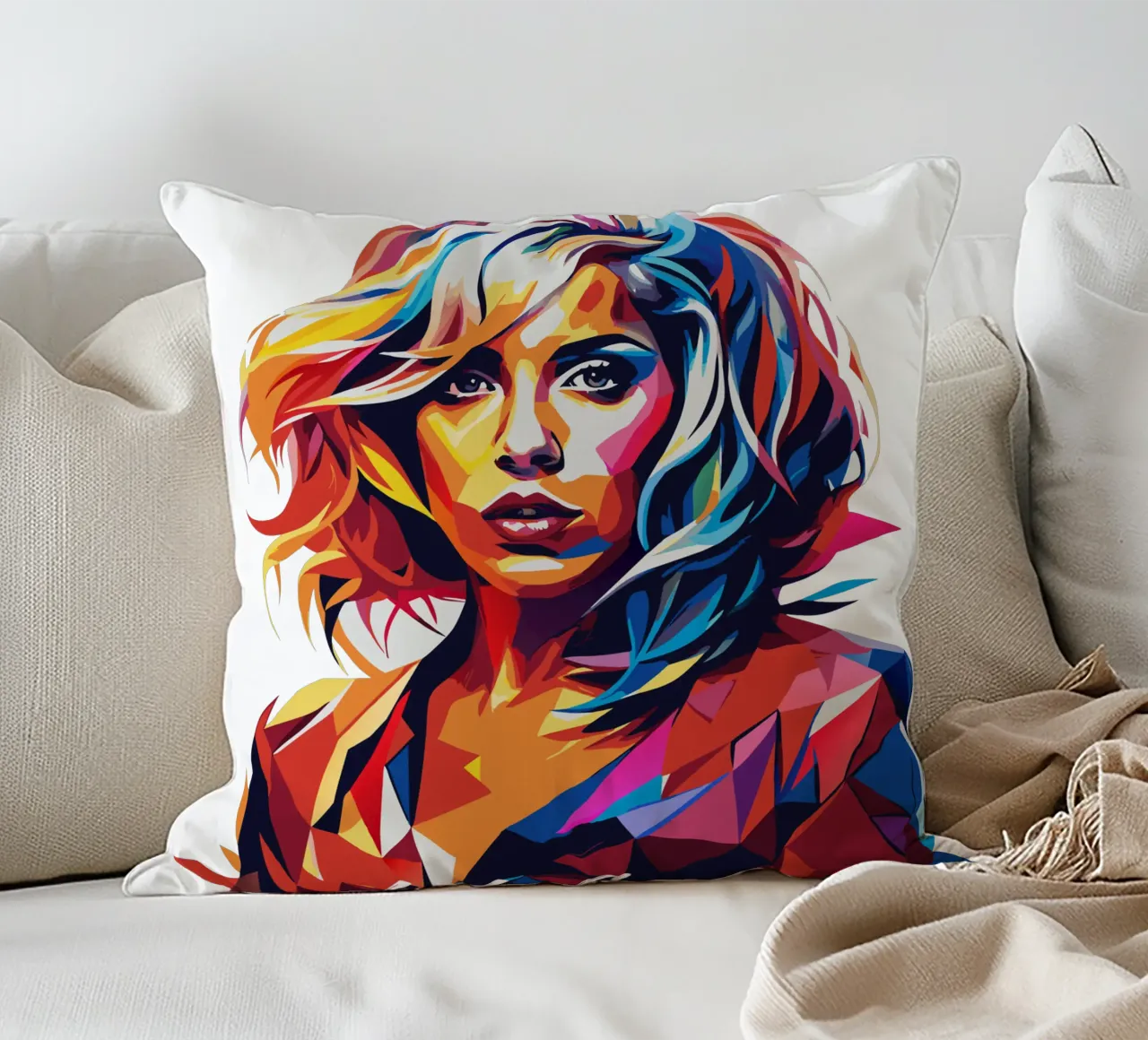 Lady Gaga Wpap Portrait Pop Art cuscino da vectorartnesia