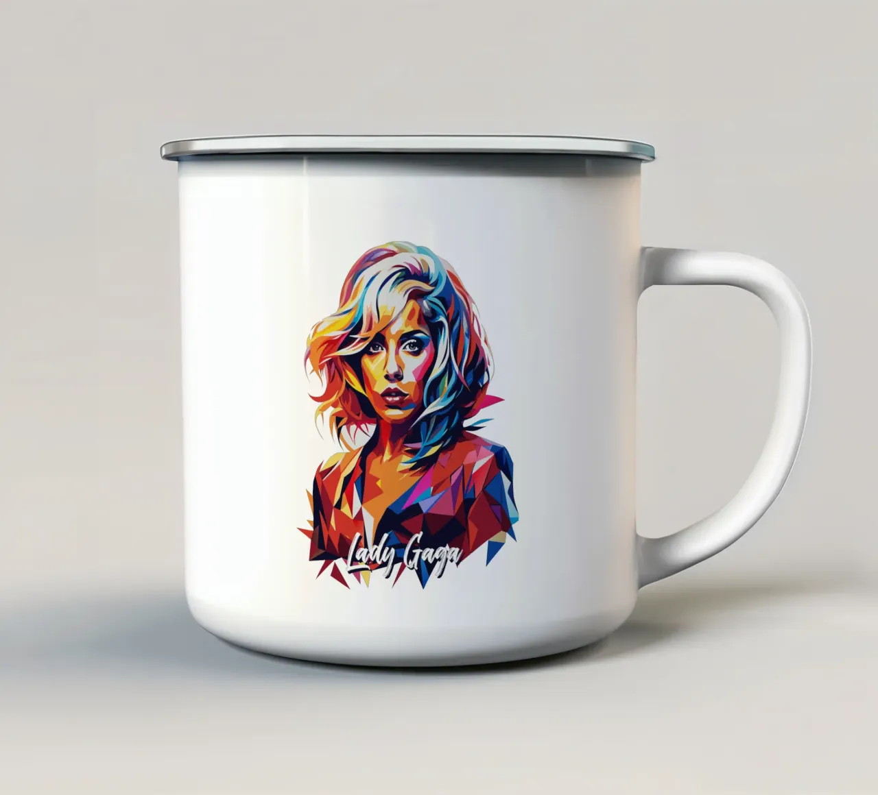 Lady Gaga Wpap Portrait Pop Art tazza in smalto da vectorartnesia