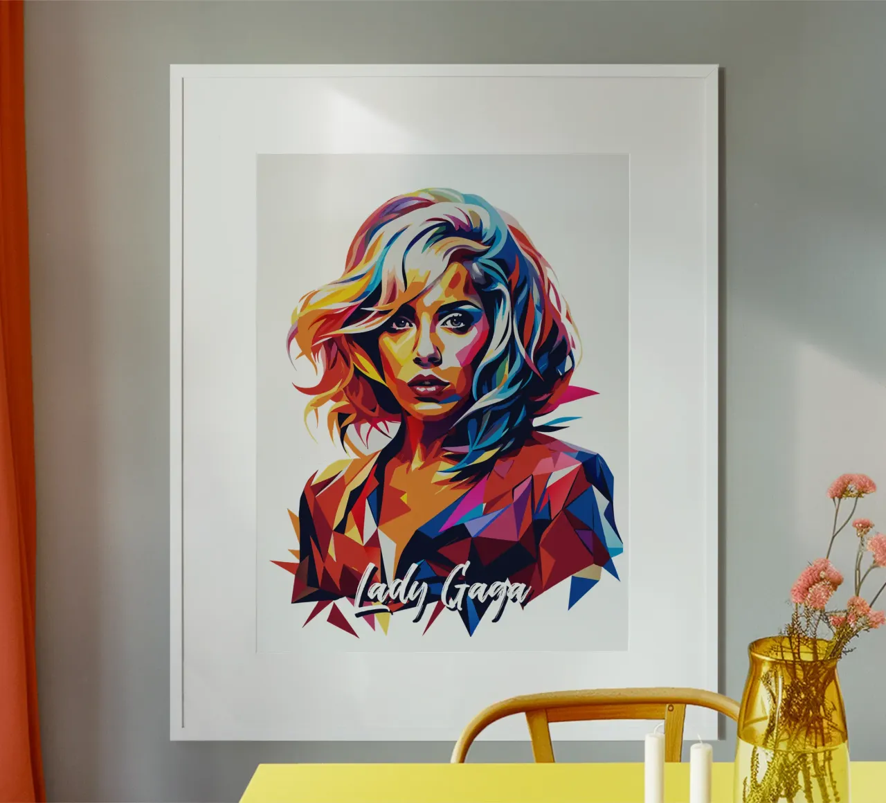 Lady Gaga Wpap Portrait Pop Art poster con telaio in alluminio da vectorartnesia