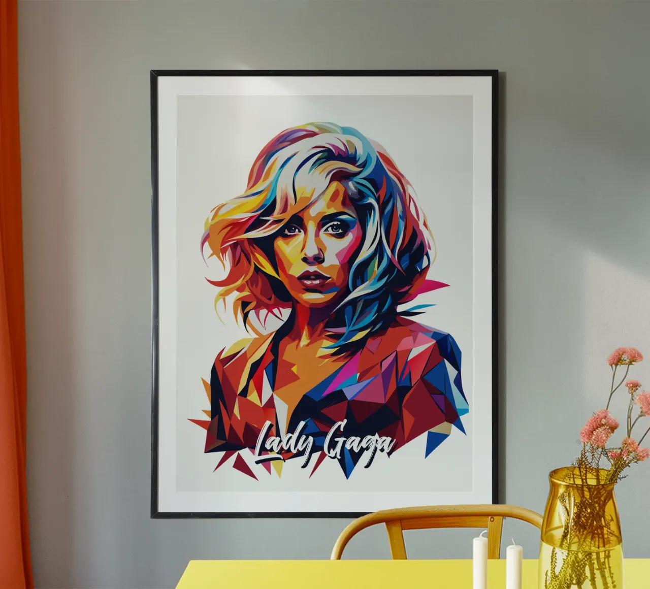 Lady Gaga Wpap Portrait Pop Art poster con telaio in alluminio da vectorartnesia