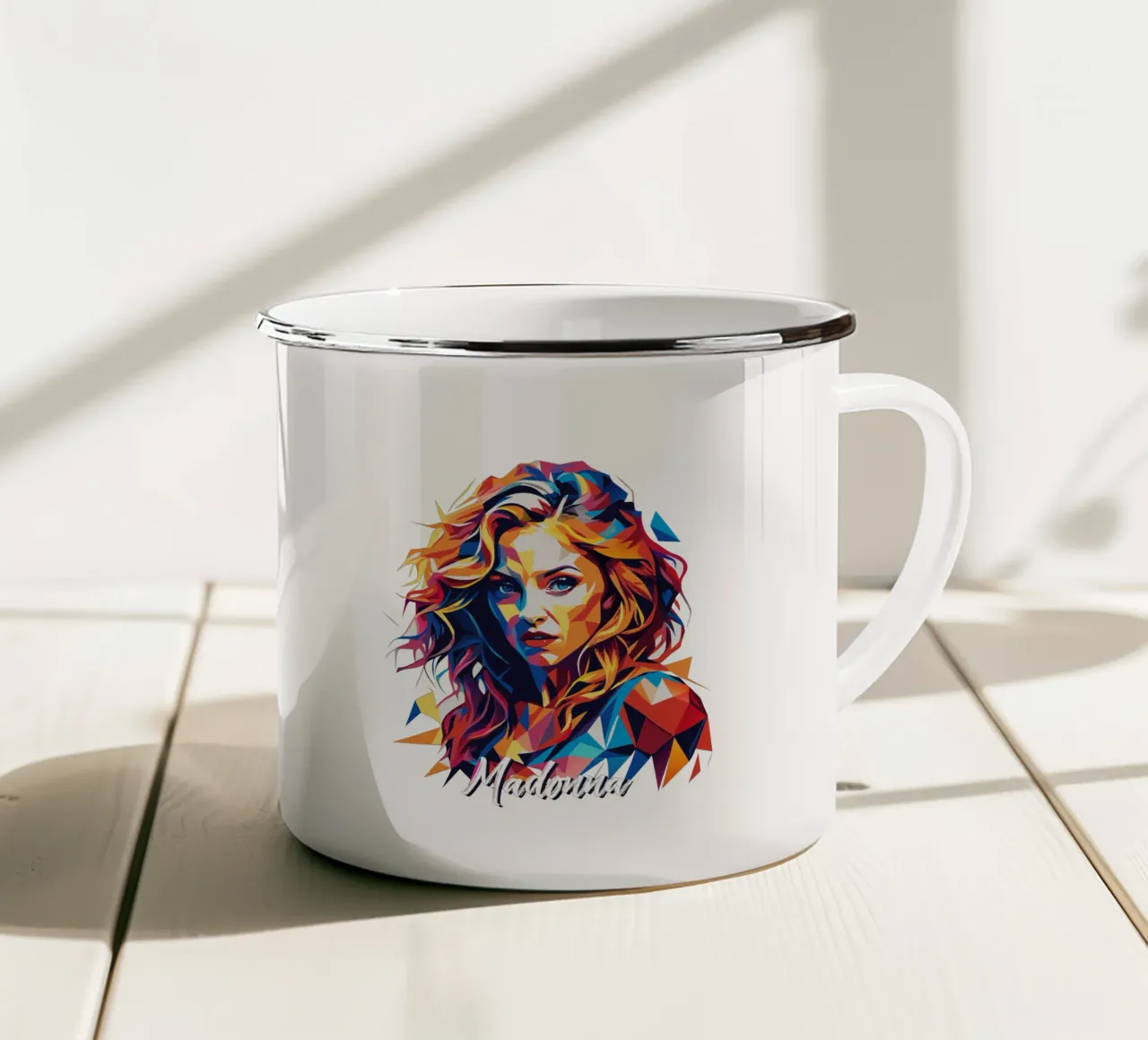 Madonna Ritratto Wpap Pop ARt tazza in smalto da vectorartnesia