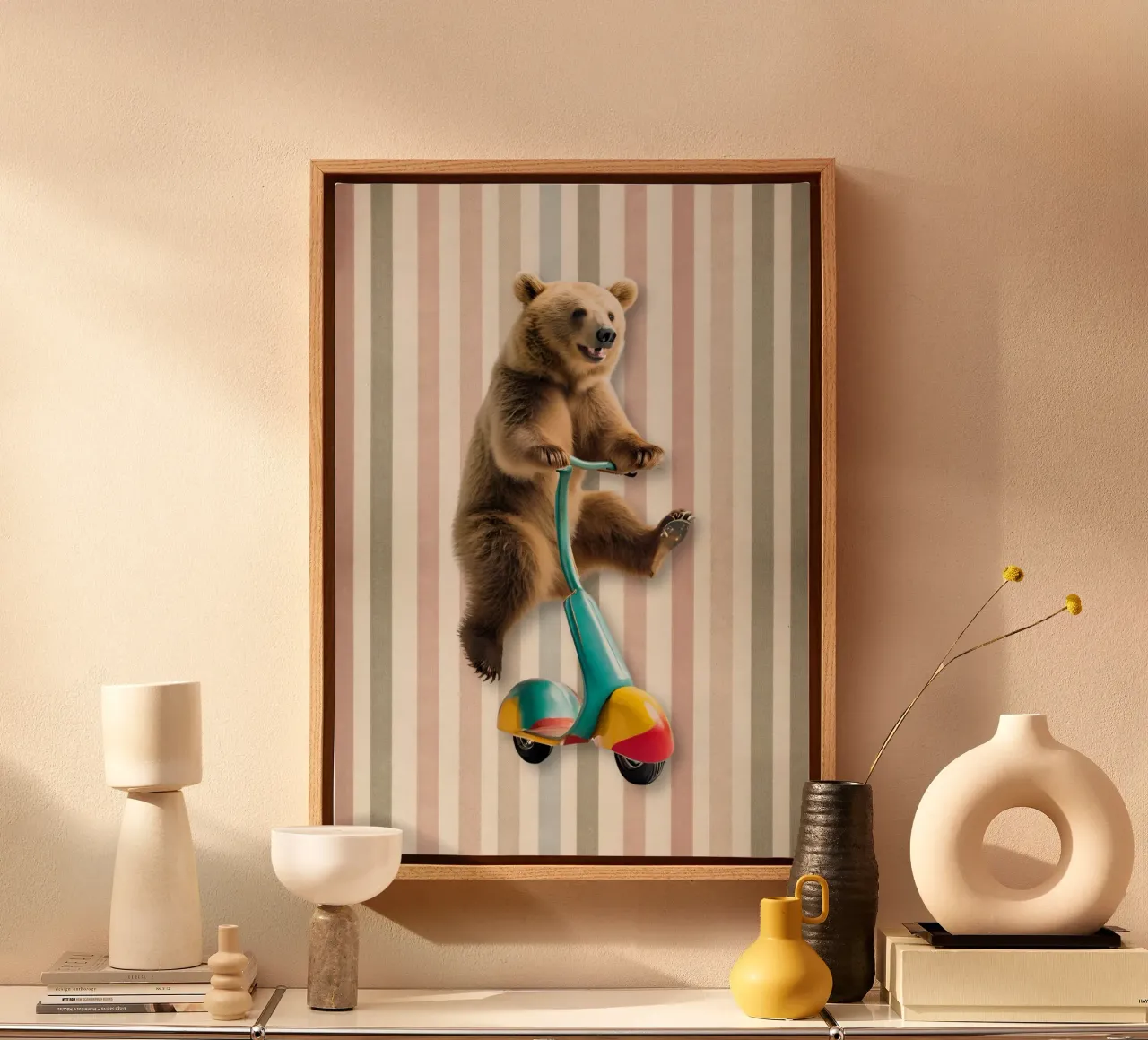 L'orso che cammina tela con Cornice a cassetta da Doodle Dreams Art