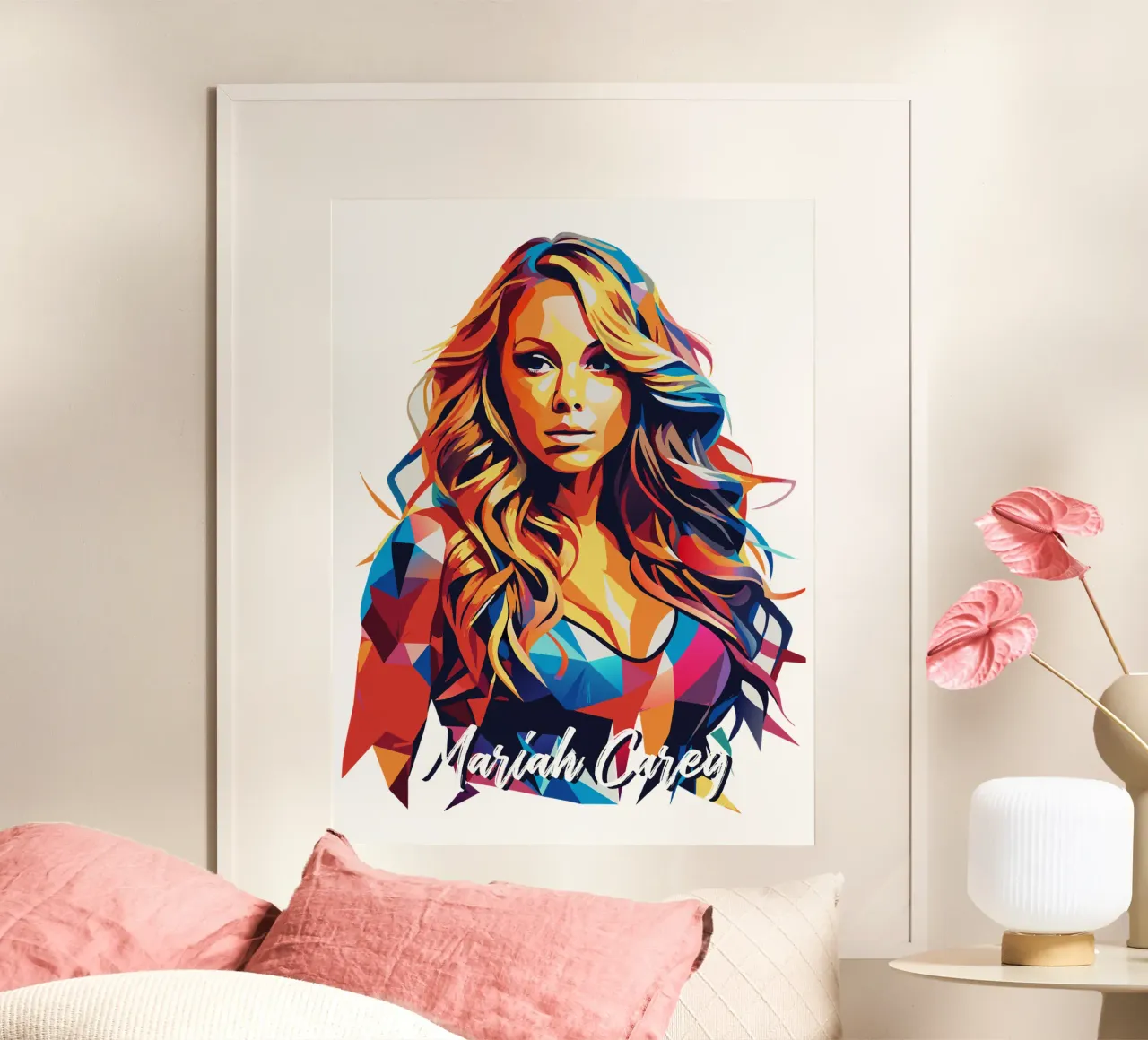Mariah Carey Ritratto Wpap Pop ARt poster con telaio in alluminio da vectorartnesia