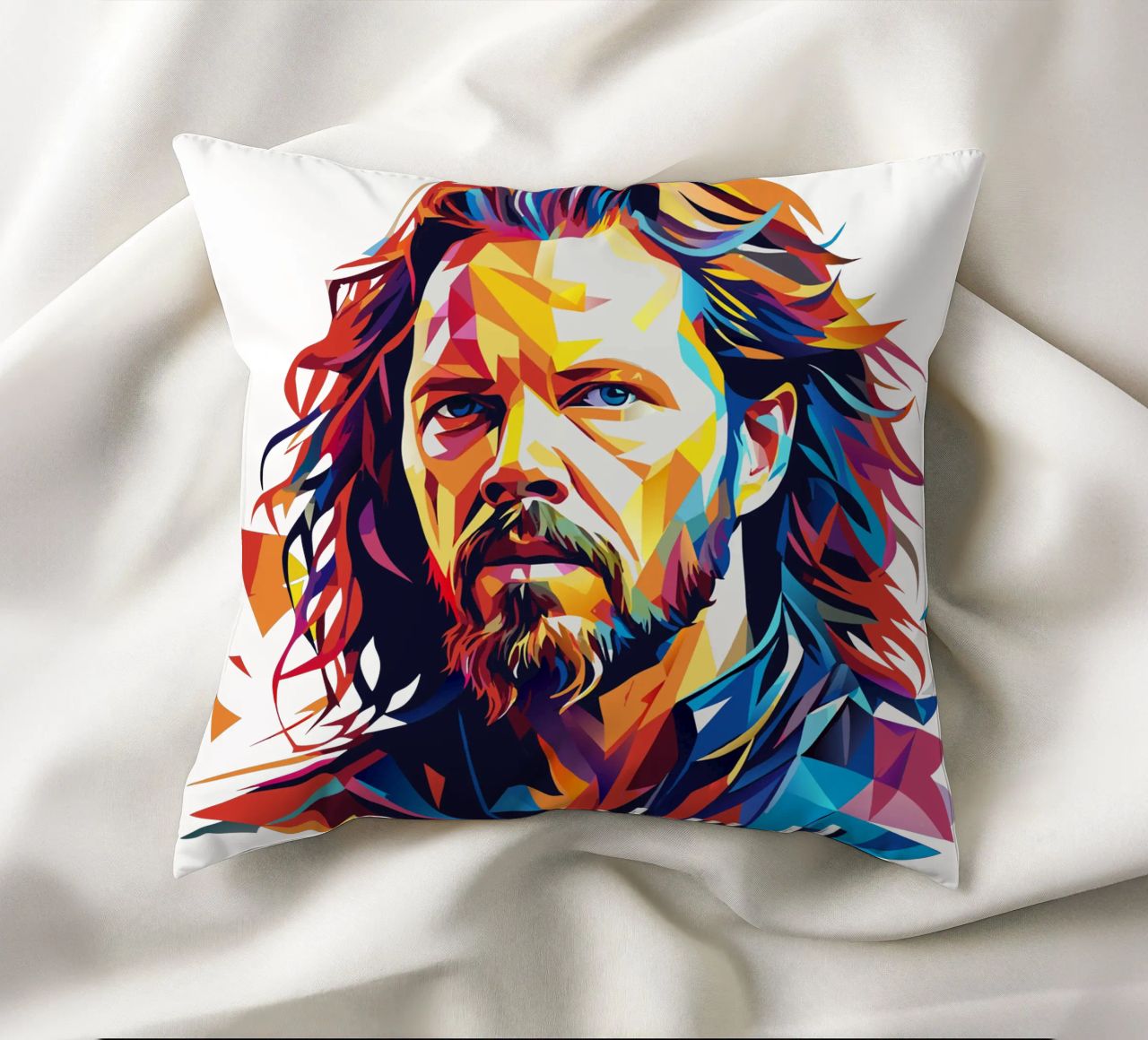James Hetfield Ritratto Wpap Pop Art cuscino da vectorartnesia