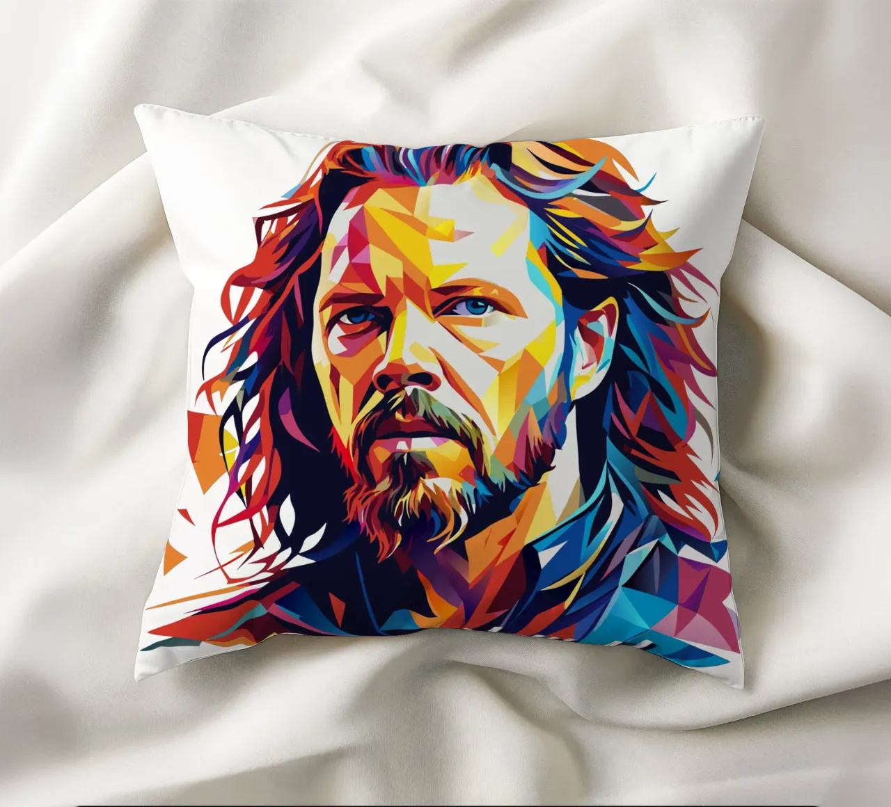 James Hetfield Ritratto Wpap Pop Art cuscino da vectorartnesia