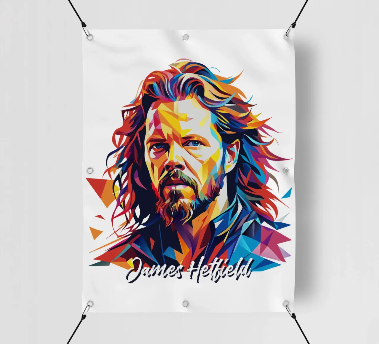 James Hetfield Ritratto Wpap Pop Art telo in pvc da vectorartnesia