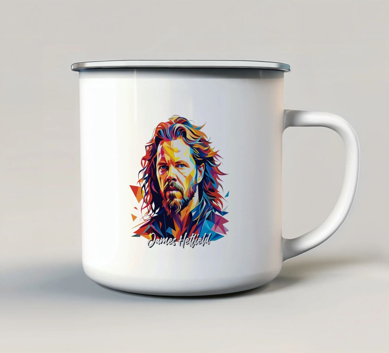 James Hetfield Ritratto Wpap Pop Art tazza in smalto da vectorartnesia