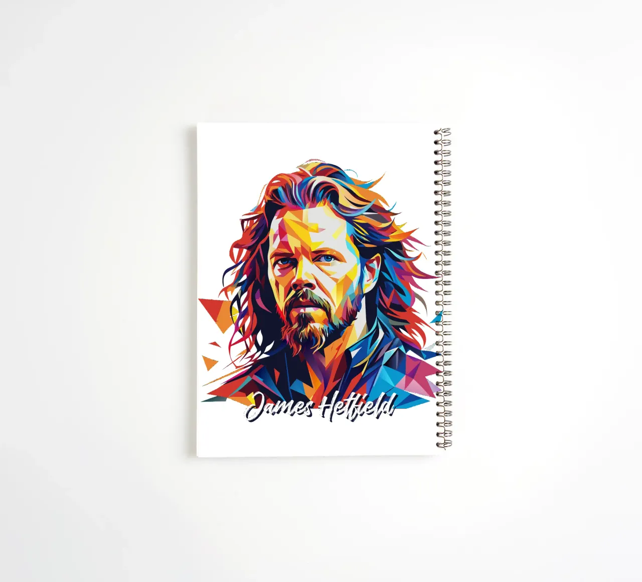 James Hetfield Portrait Wpap Pop Art spiral notebook by vectorartnesia