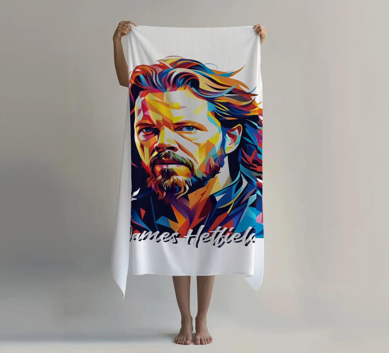 James Hetfield Ritratto Wpap Pop Art telo mare da vectorartnesia